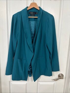 Studio Teal Open-Front Draped Blazer